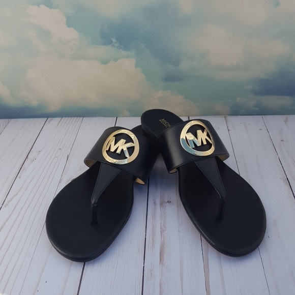 Michael Kors Shoes - Michael Kors Black Leather Thong Sandals NWOB